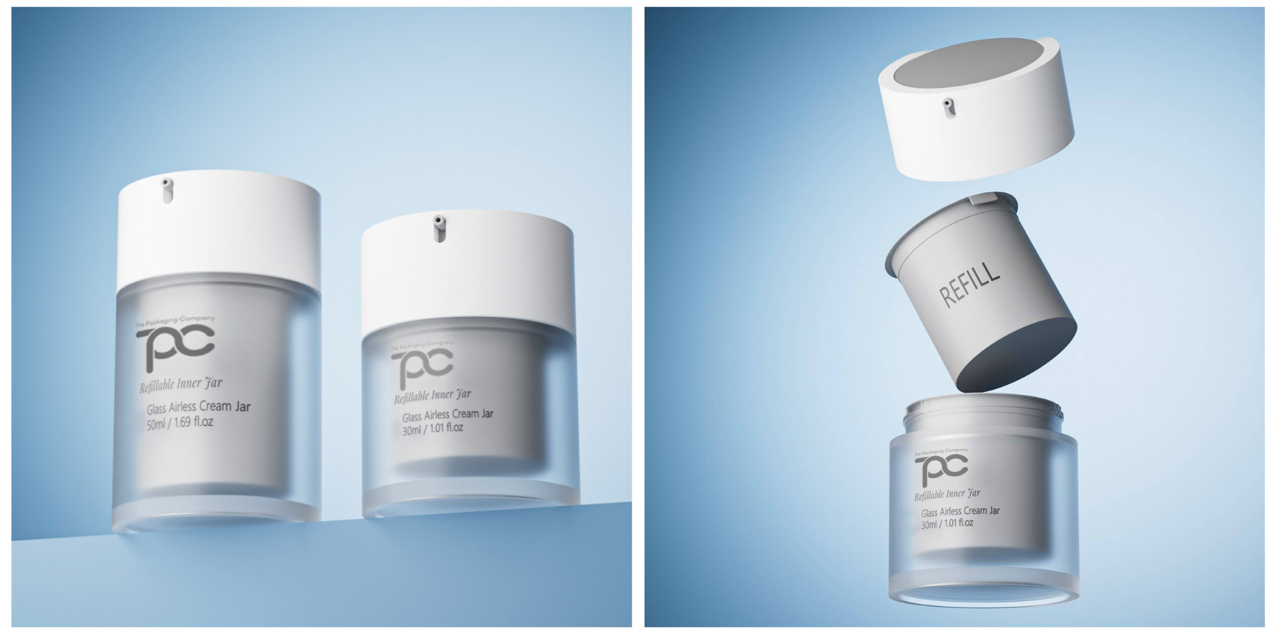 Refillable Glass Airless Pump Jars